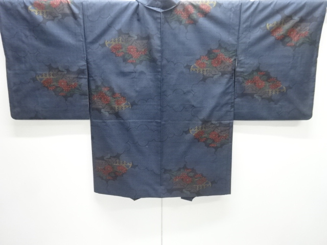 JAPANESE KIMONO / DORO OSHIMA TSUMUGI / WOVEN FLORAL PLANTS / 5MARUKI